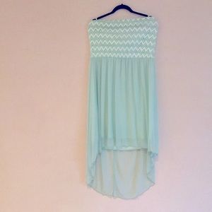 Strapless mint green  hi lo  dress